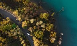 Hazar Gölü Güney Sahil Yolu Sonbaharın Renkleriyle Canlandı