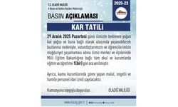 Elazığ'da eğitim-öğretime 1 gün ara verildi