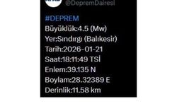 Balıkesir’de 4.5 büyüklüğünde deprem