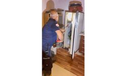 Buzdolabının İçerisine Giren Yılanı İtfaiye Ekipleri Çıkardı