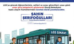 Elazığ Belediyesi’nden LGS Günü Ücretsiz Ulaşım Desteği