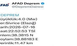 Elazığ'da 4.0 Büyüklüğünde Deprem