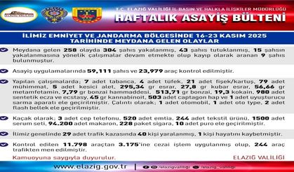 Elazığ’da Meydana Gelen 258 Olayda 304 Şahıs Yakalandı