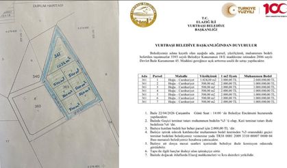 Yurtbaşı Belediyesi Taşınmazları Açık Artırmayla Satışa Sunuyor