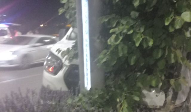 Protokol Yolu’nda Kontrolden Çıkan Araç Direği Devirdi: Çevreye Zarar Verdi