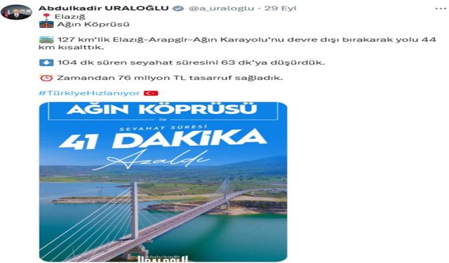 "Ağın Köprüsü Ulaşımı 44 Kilometre Kısalttı"