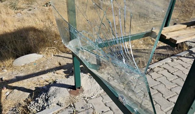 Elazığ’da Şehir Magandaları Durağın Camlarını Kırdı
