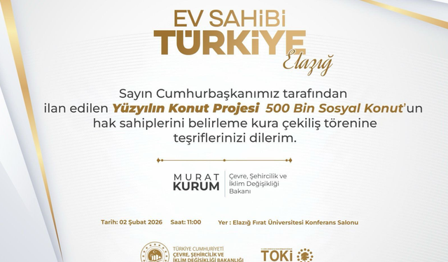 Elazığ’da Yüzyılın Konut Projesi İçin Kura Çekimi Yapılacak