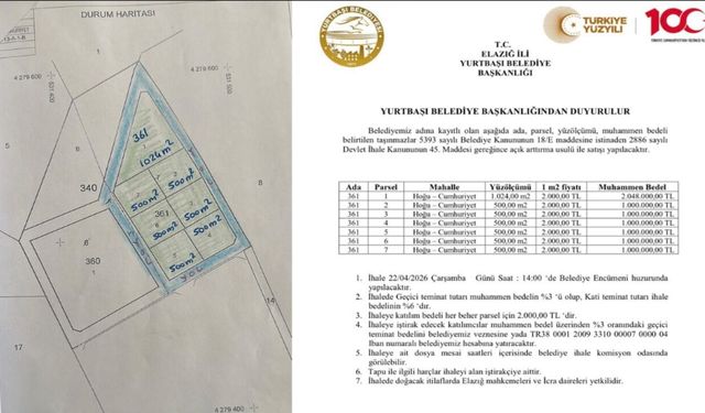 Yurtbaşı Belediyesi Taşınmazları Açık Artırmayla Satışa Sunuyor