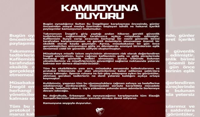 Elazığspor’dan Güvenlik Tepkisi: “Ciddi Zafiyetler Yaşandı”