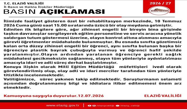 Elazığ'da Şiddet Uygulanan Rehabilitasyon Merkezine Adli ve İdari Soruşturma Başlatıldı
