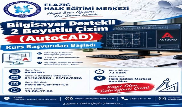 Elazığ HEM'de AutoCAD Kursu Başladı