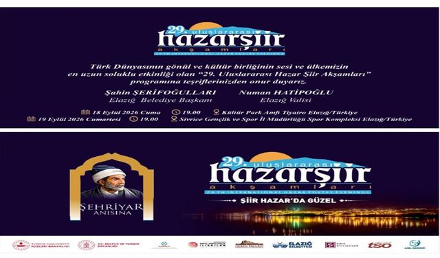 29. Uluslararası Hazar Şiir Akşamları Şehriyar Anısına Düzenlenecek