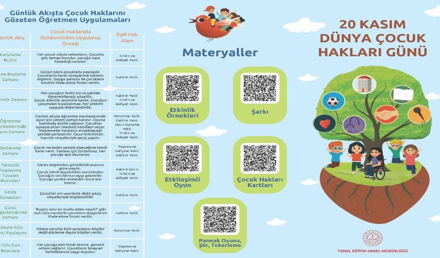 MEB, Dünya Çocuk Hakları Günü İçin Bilgilendirici Broşür Hazırladı