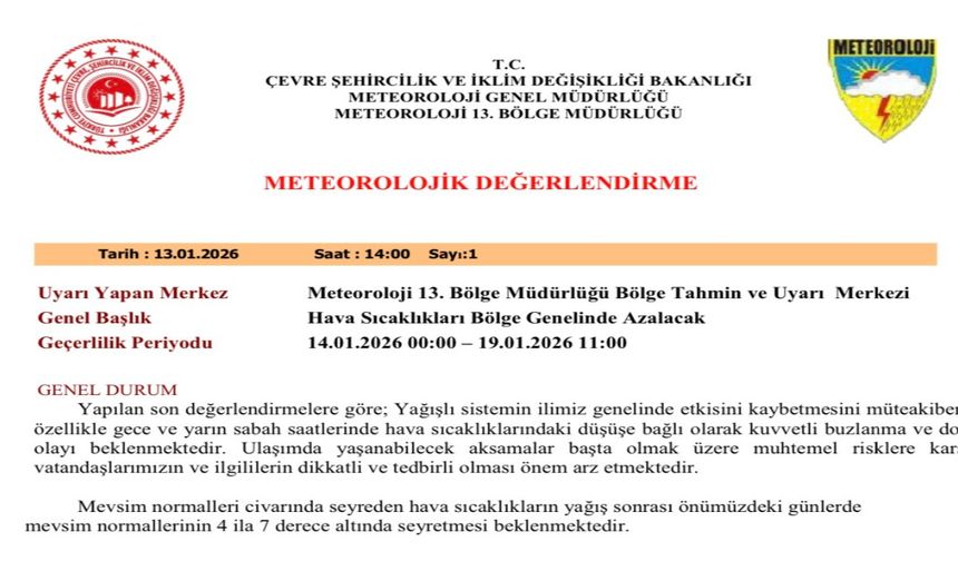 Meteorolojiden 5 İl İçin Buzlanma Ve Don Uyarısı