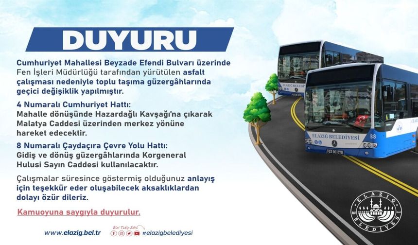 Toplu Taşımada Geçici Güzergah Değişikliği