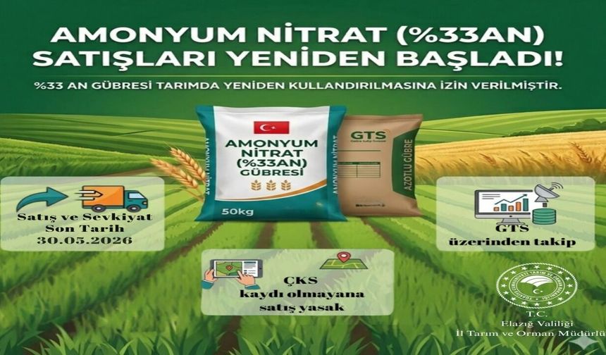 Amonyum Nitrat Gübresinin Satışı Yeniden Başladı