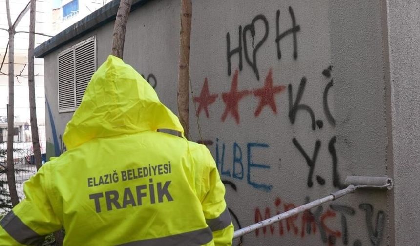 Elazığ'da Kent Estetiğini Bozan Duvar Yazıları Temizleniyor