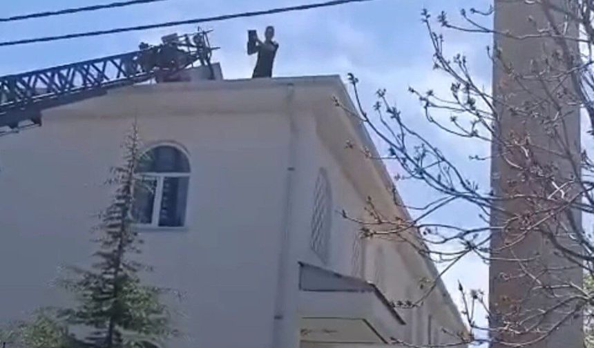 Kovancılar'da Mahsur Kalan Kedi Kurtarıldı