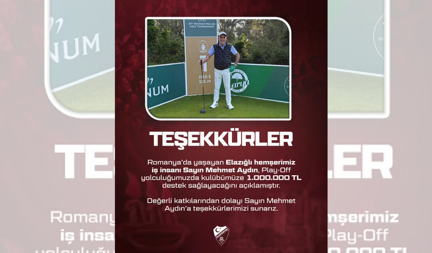 Elazığspor’a Gurbetten 1 Milyon TL’lik Destek