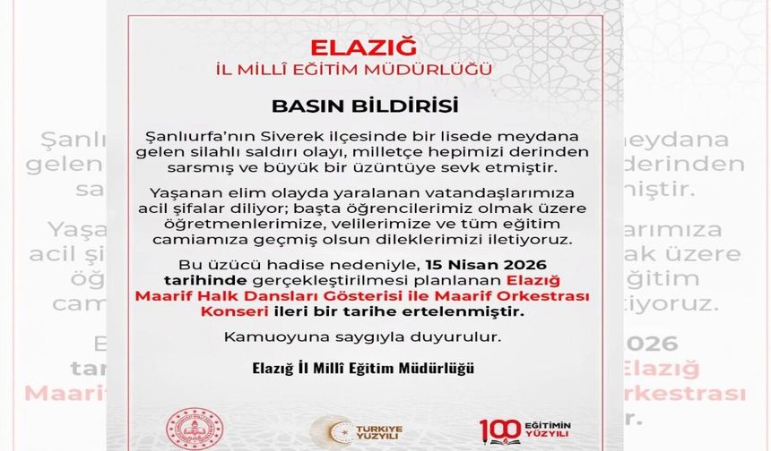 Siverek’teki Silahlı Saldırı Sonrası Elazığ’daki Programlar Ertelendi