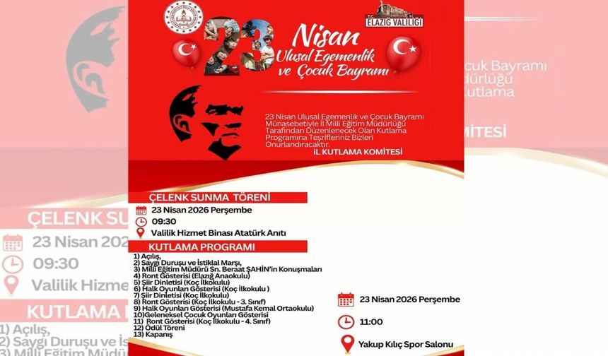 Elazığ’da 23 Nisan Kutlama Programı Netleşti