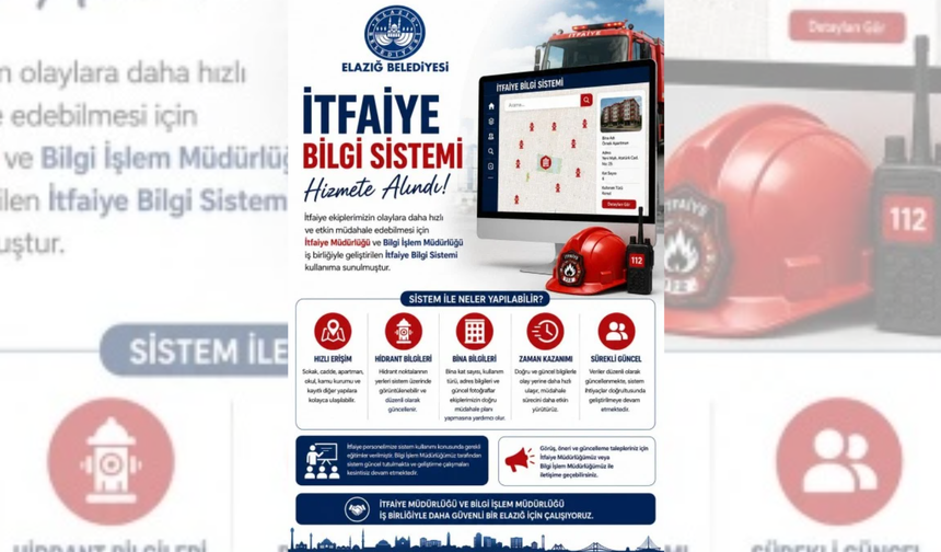 Elazığ Belediyesi’nden İtfaiye Bilgi Sistemi Uygulaması