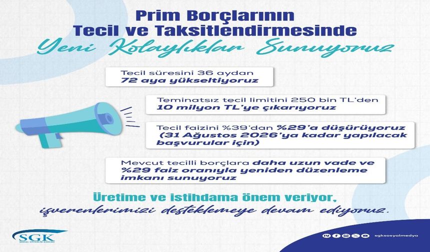 SGK Prim Borçlarında Yeni Düzenlemeyi Duyurdu