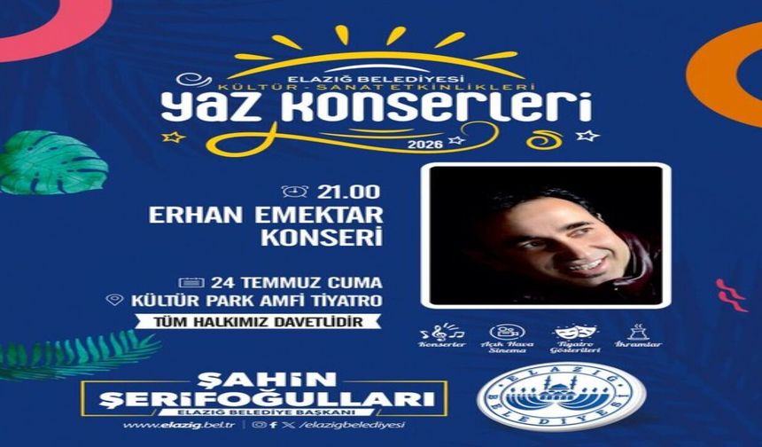 Erhan Emektar, Yaz Konserleri'nde Elazığlılarla Buluşacak