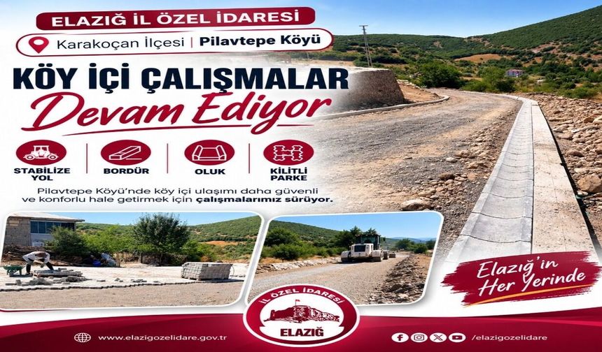 Elazığ’da Köy Yollarında Altyapı Çalışmaları Sürüyor