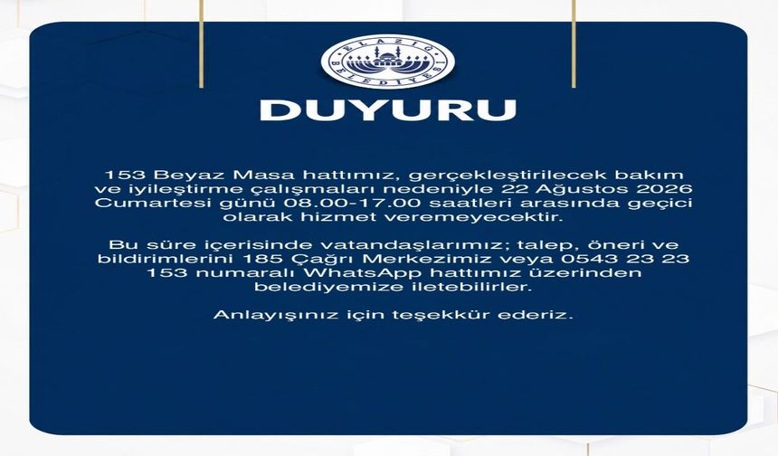 153 Beyaz Masa İçin Vatandaşlara Önemli Duyuru