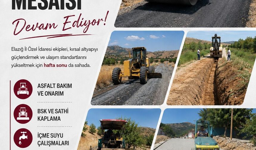 Elazığ İl Özel İdaresi’nde Hafta Sonu Mesaisi: Ekipler Sahada