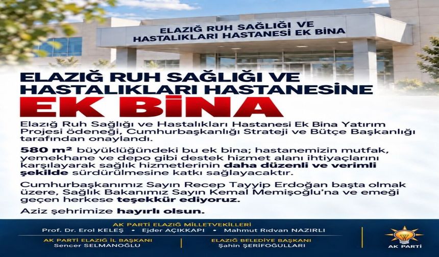 Elazığ Ruh Sağlığı Hastanesi’ne Yeni Ek Bina
