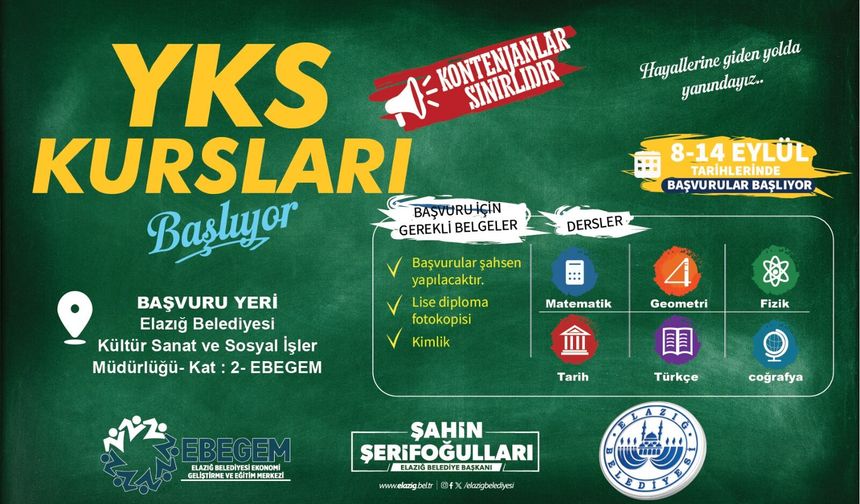Elazığ Belediyesi’nden Öğrencilere Ücretsiz YKS Kursu
