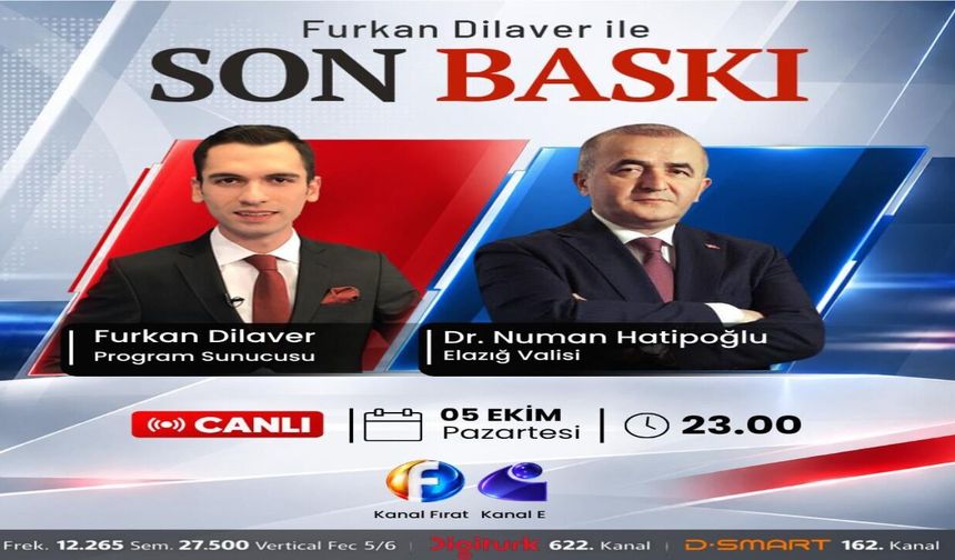 Vali Hatipoğlu, Son Baskı Programına Konuk Olacak