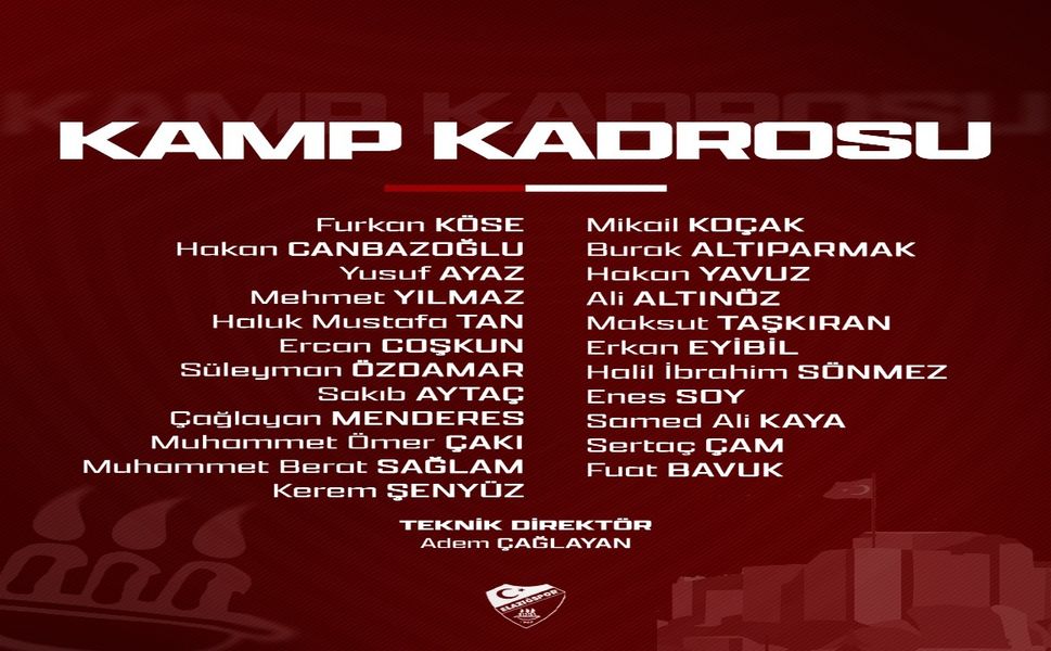 Elazığspor’un Batman Petrolspor Maçı Kamp Kadrosu Açıklandı